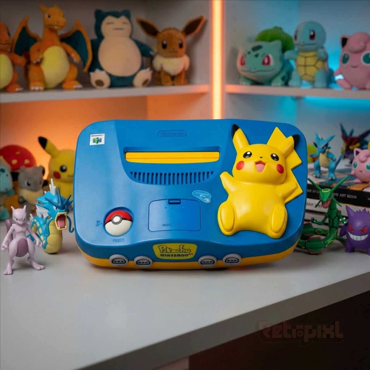 Nintendo 64 console Pokemon Pikachu in RetroPixl studio for retrogaming players and collectors