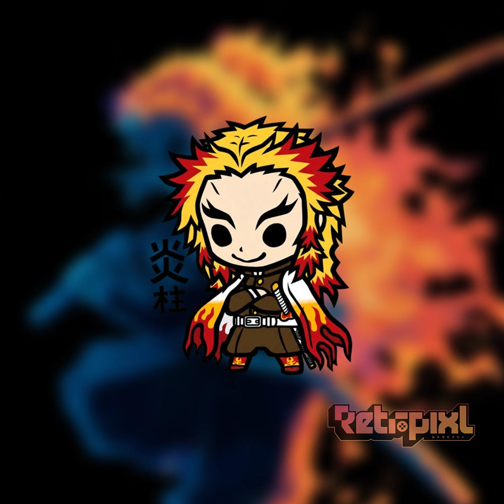 Demon Slayer Rengoku character sticker on RetroPixl.com for retro gaming collectors, retrogaming players and Japanese anime collectibles and gadgets