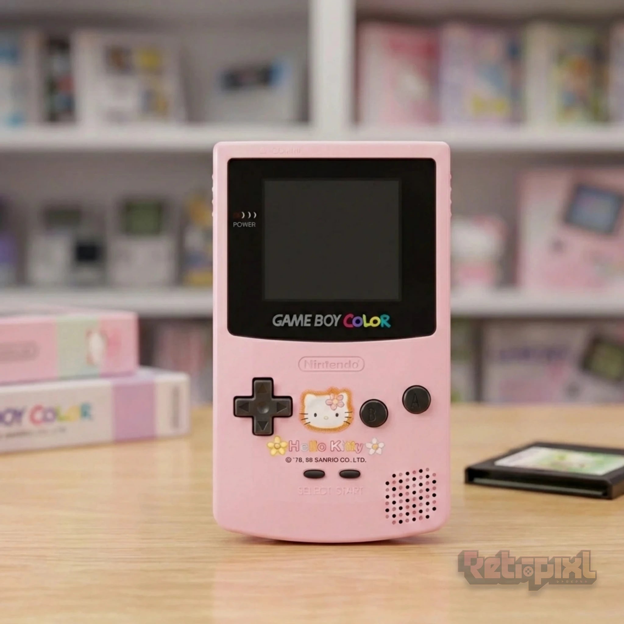 Nintendo Game Boy Color Hello Kitty Special Box 1 in RetroPixl Studio game room for retro gaming players and collectors on RetroPixl