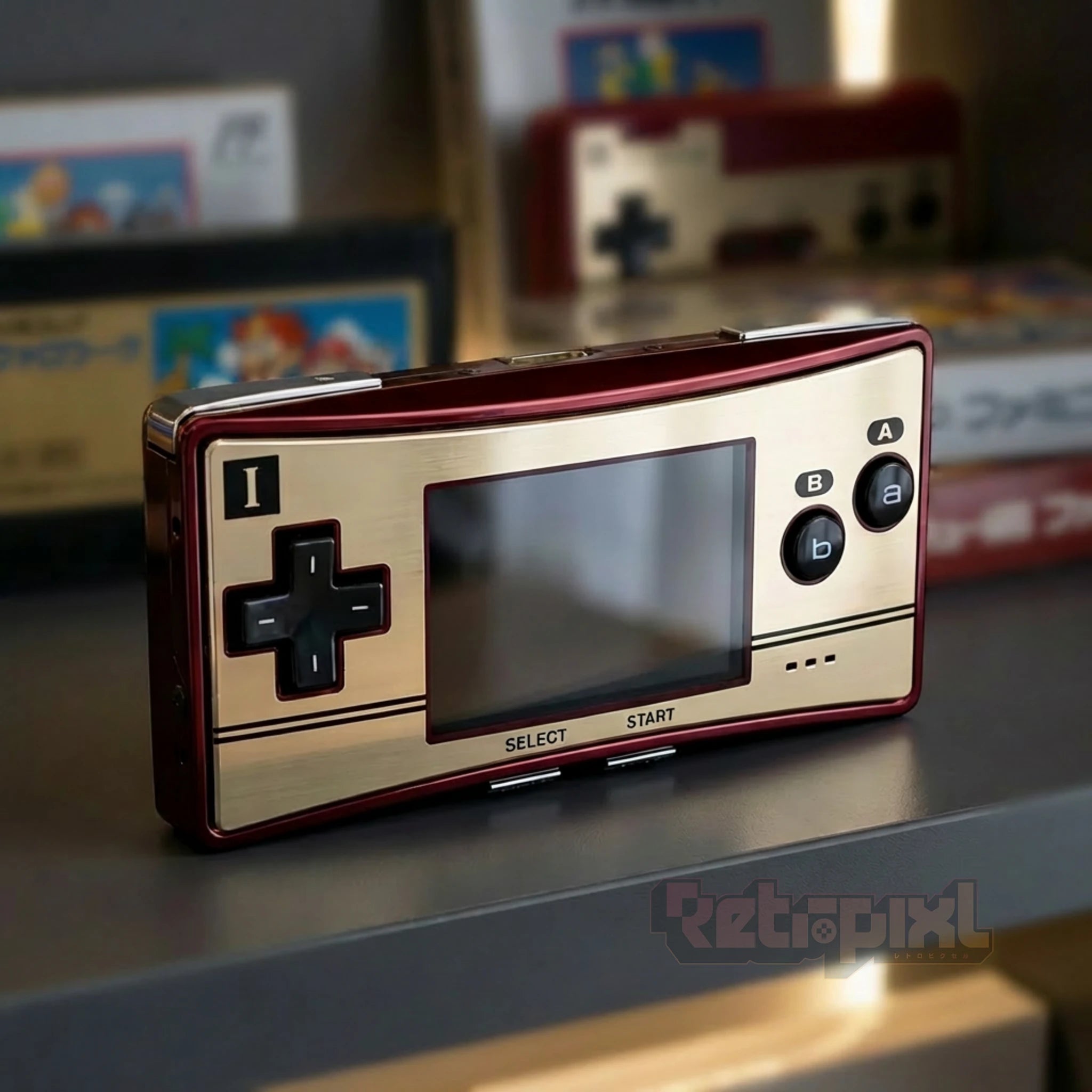 Nintendo Gameboy Micro Famicom's 20th anniversary in RetroPixl studio for retrogaming retro gaming players and collectors on RetroPixl