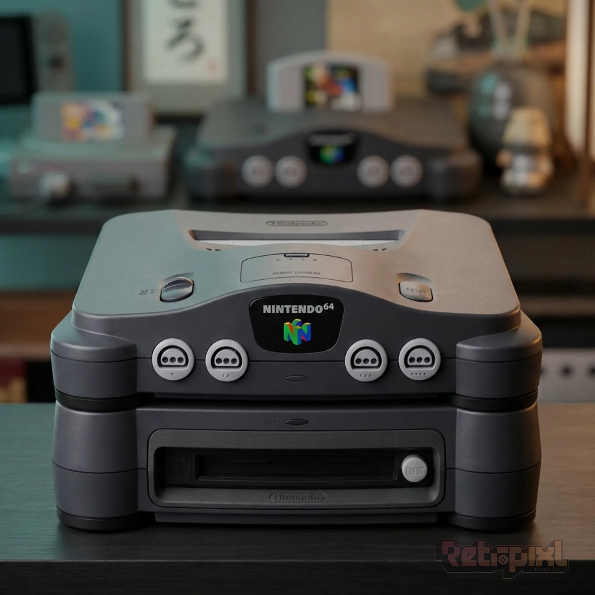 Nintendo 64DD console add-on for retro gaming players and collectors in a game room on RetroPixl
