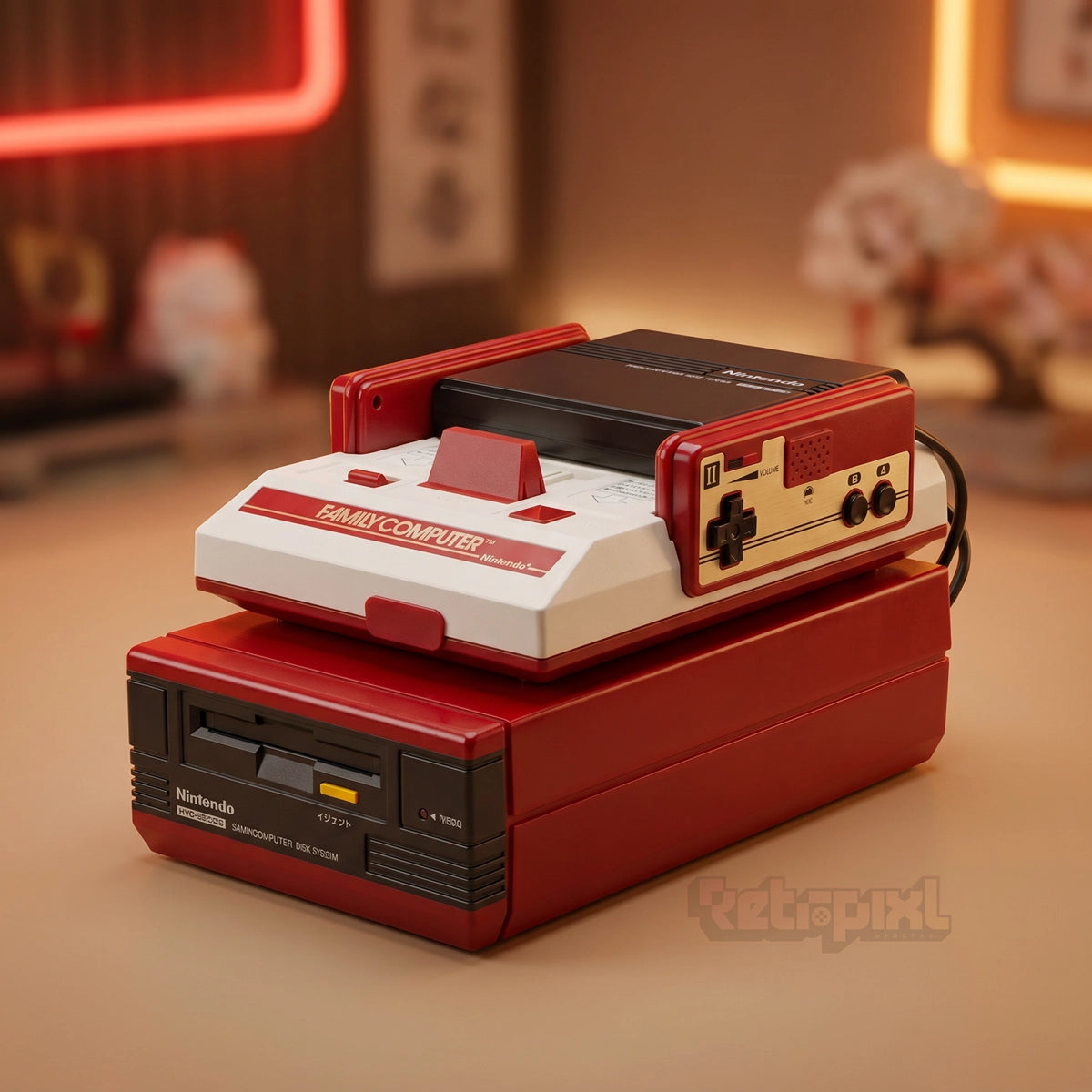 Nintendo Famicom Disk System in RetroPixl studio on RetroPixl.com for retro gaming players and retrogaming collectors