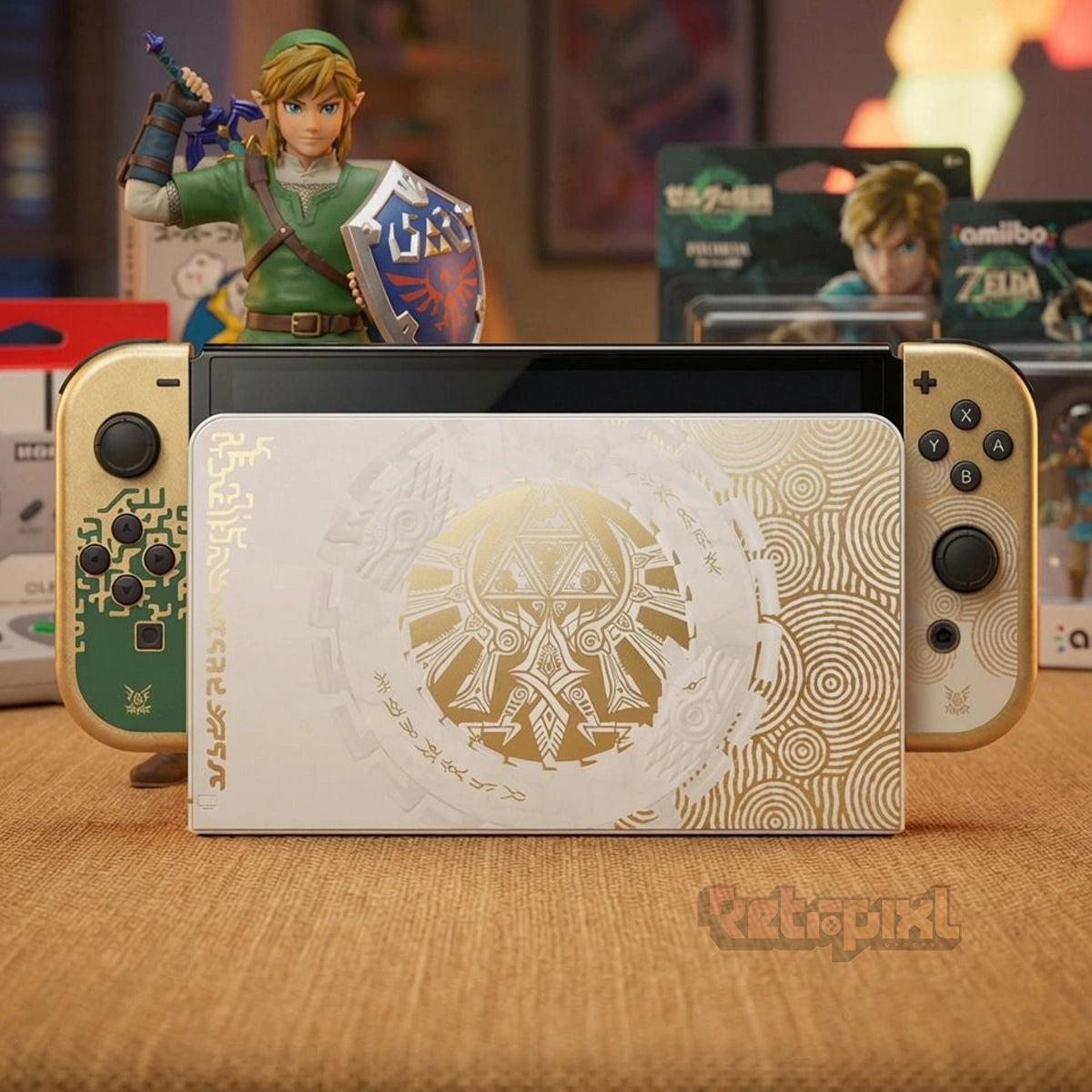 Nintendo Switch OLED The Legend of Zelda: Tears of the Kingdom handheld console in RetroPixl studio on RetroPixl.com for retro gaming players and retrogaming collectors