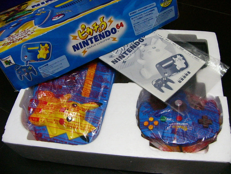 Nintendo 64 console collector limited edition Pokemon Pikachu box contents brand new on Retropixl.com for retrogaming players and collectors