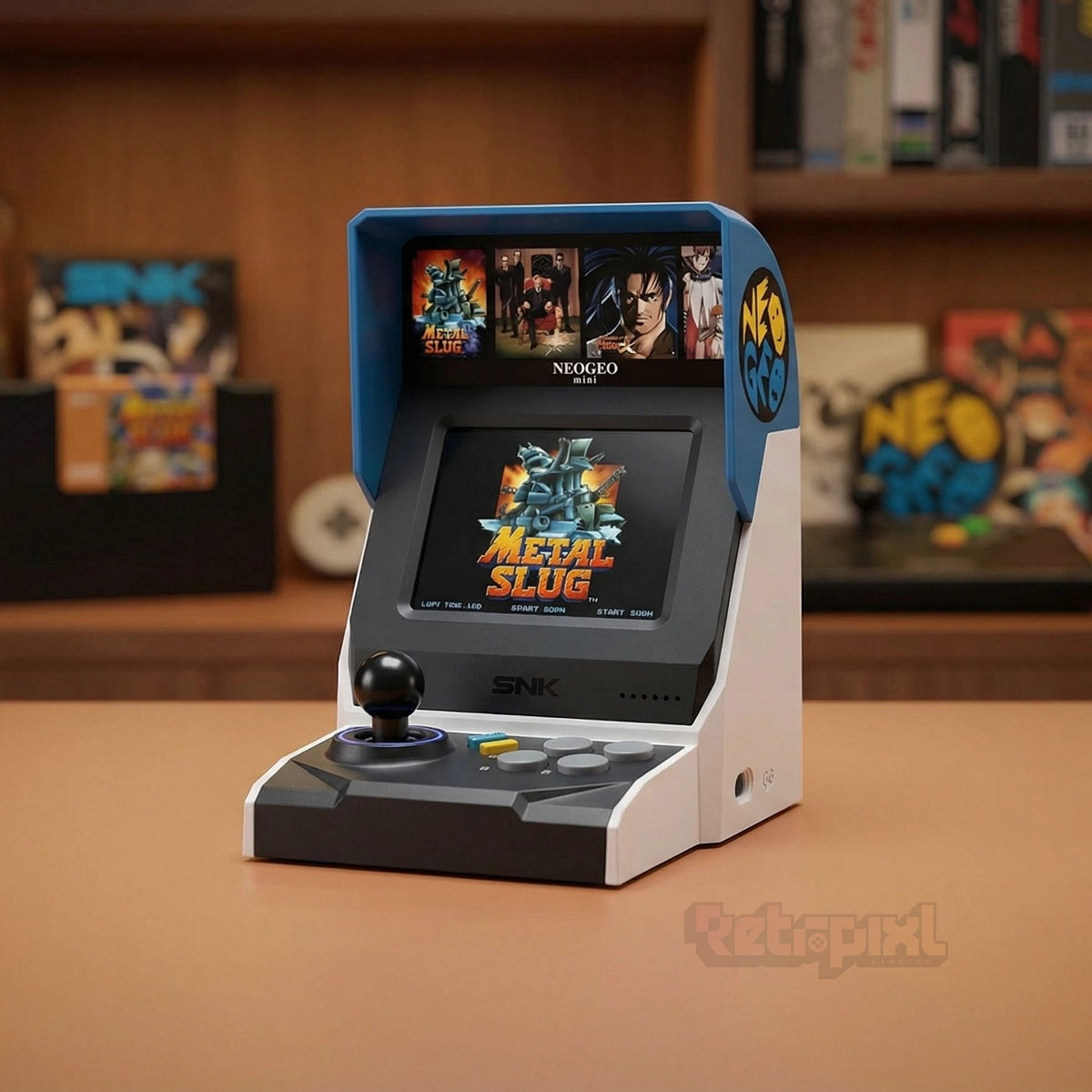 SNK Neo Geo Mini International version console in RetroPixl studio on RetroPixl.com for retro gaming players and retrogaming collectors