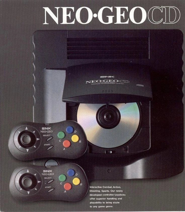 SNK Neo Geo CD Top loading advertising in magazine on Retropixl.com for retrogaming players and retro gaming collectors