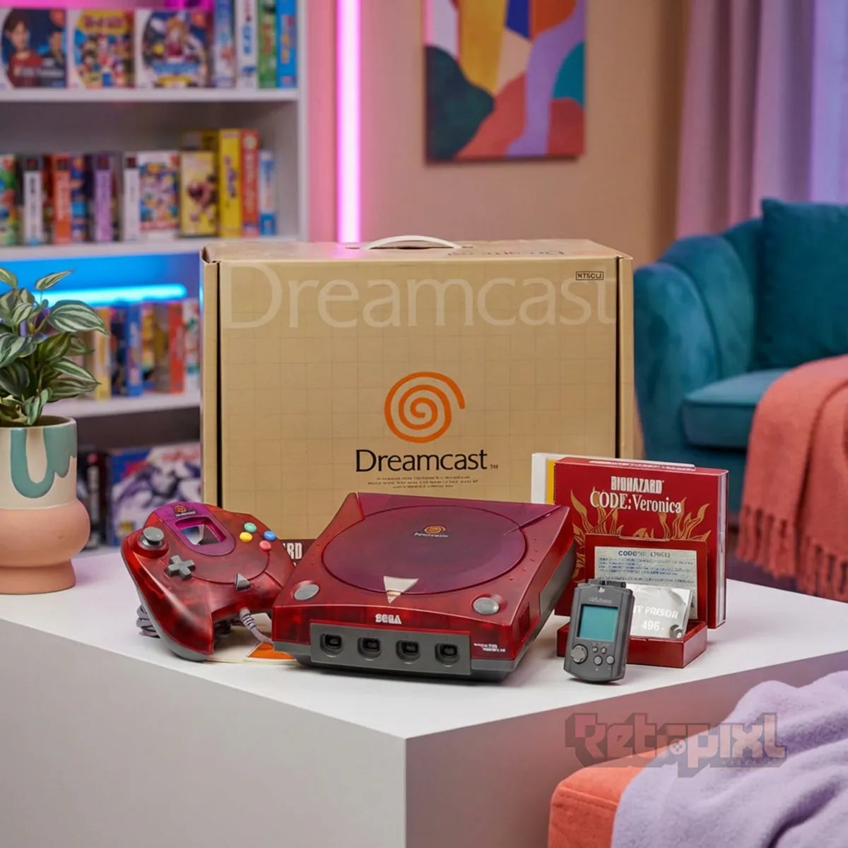 Sega Dreamcast Code Veronica Red Claire collector limited edition console in retrogaming collection for retro gaming players and colectors on RetroPixl