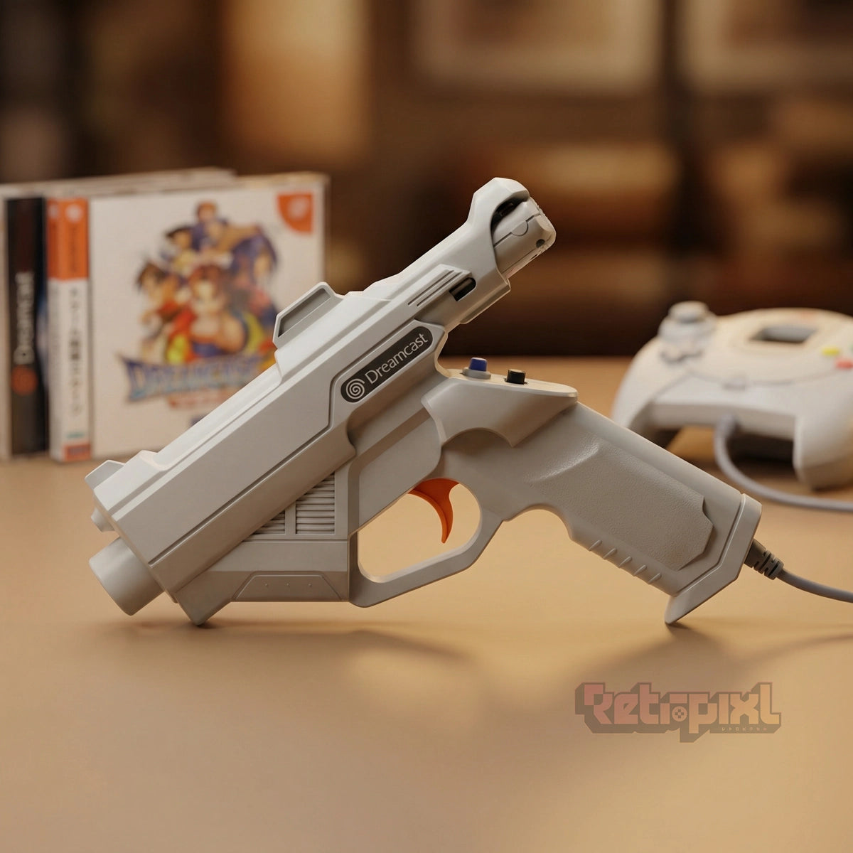 Sega Dreamcast Gun HKT-7801 in RetroPixl studio on RetroPixl.com for Retrogaming players and Retro Gaming Collectors