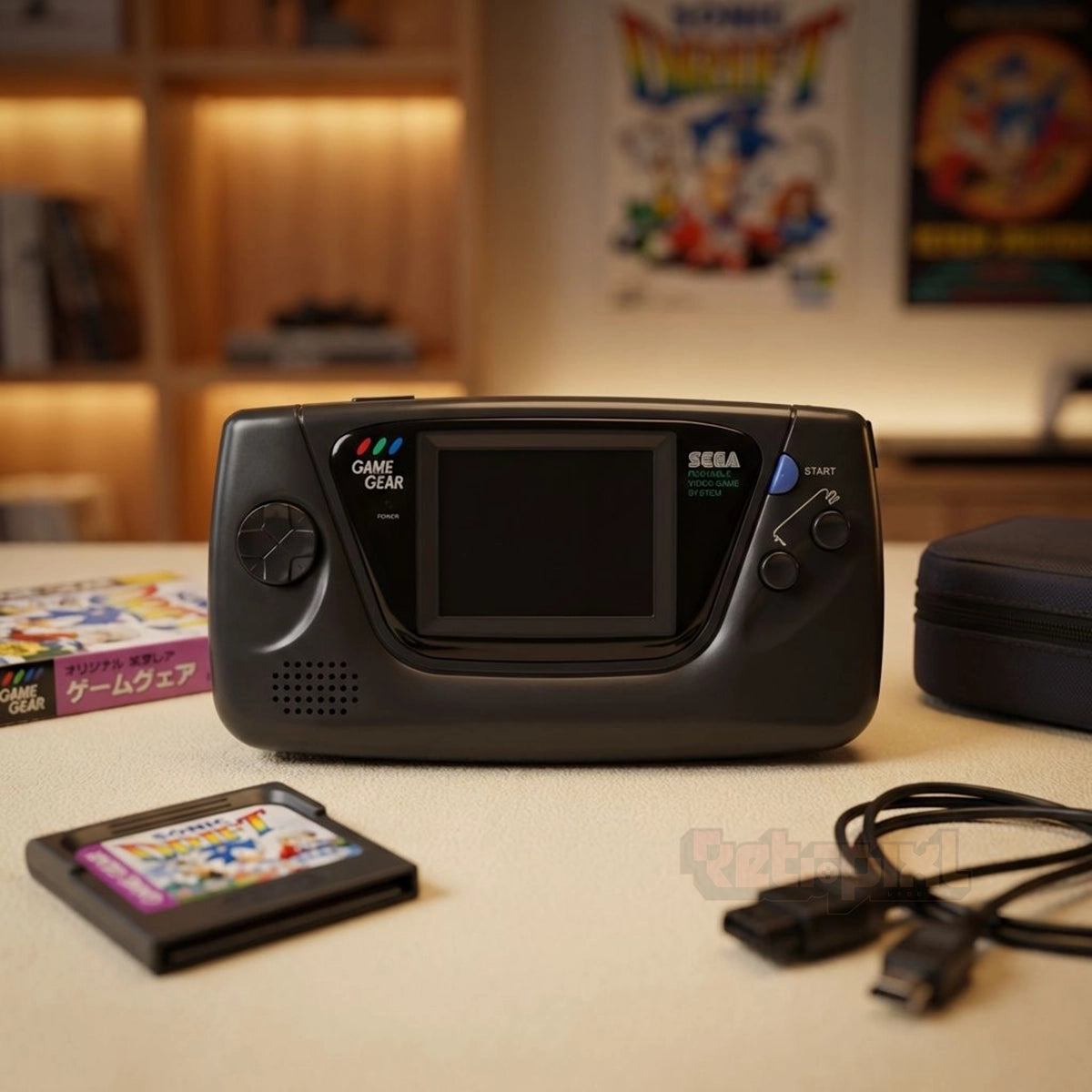 Sega Game Gear Sonic Drift console in RetroPixl studio for Retropixl.com and retrogaming players and retro gaming collectors