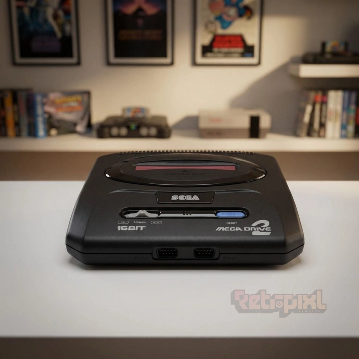 Sega Megadrive 2 console in RetroPixl studio for Retropixl.com and retrogaming players and retro gaming collectors