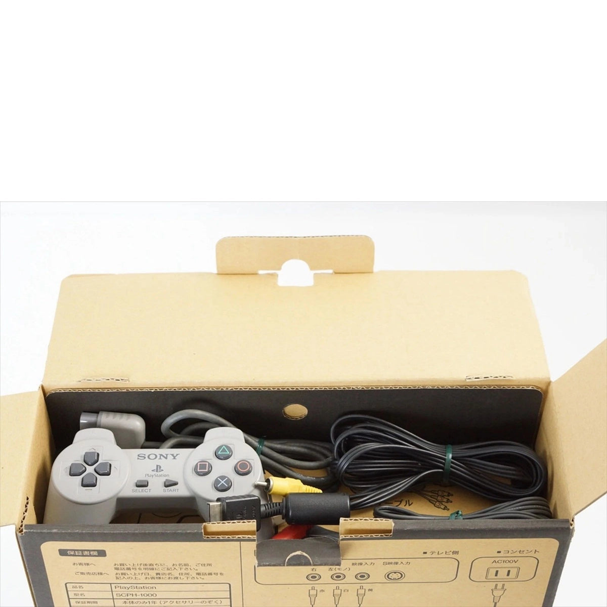 Sony Playstation 1 box contents on Retropixl.com for retrogaming players and retro gaming collectors