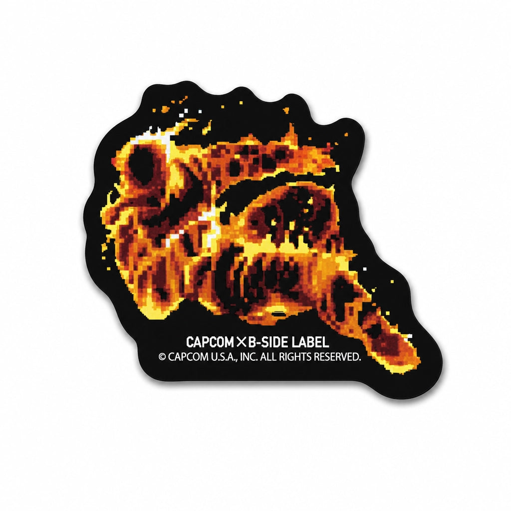 Street Fighter sticker of burned character on RetroPixl.com for retro gaming collectors, retrogaming players and anime collectibles and gadgets