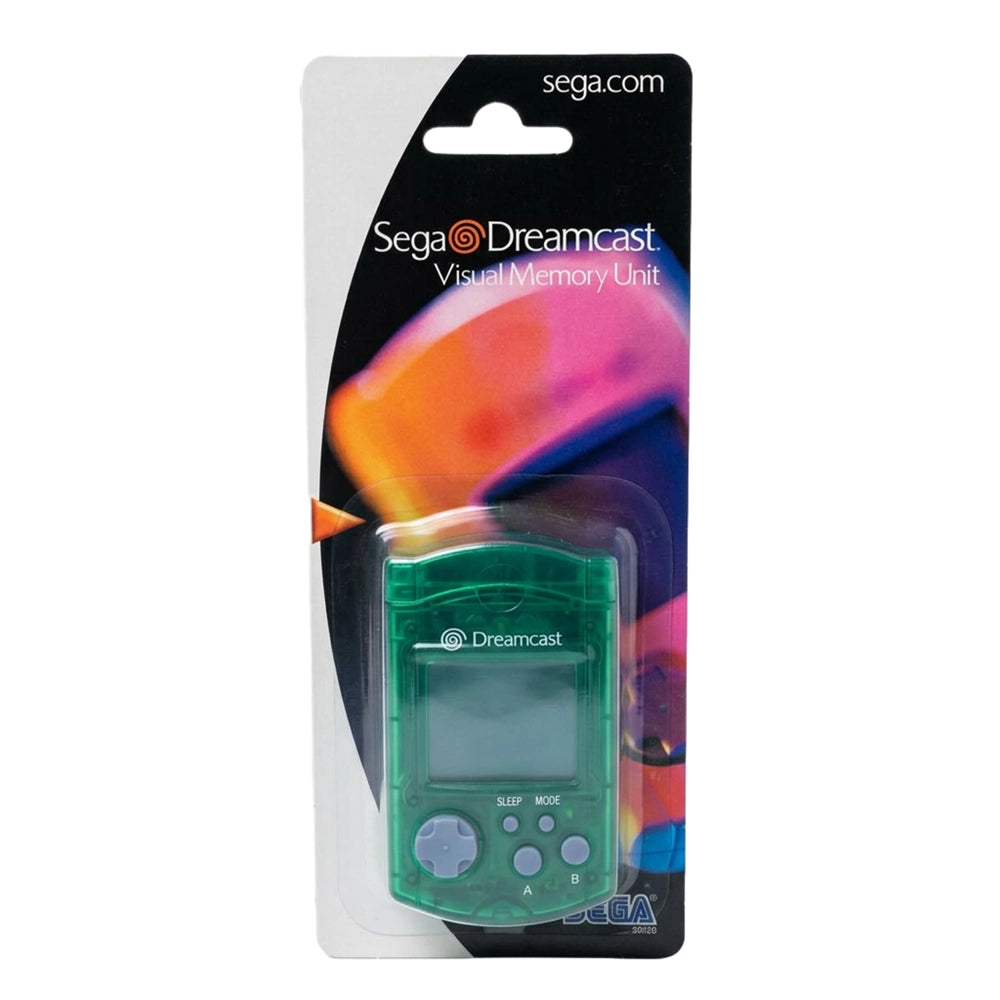US version of the Sega Dreamcast Green VMU Visual Memory Unit Accessory on RetroPixl.com for retro gaming collectors and retrogaming players
