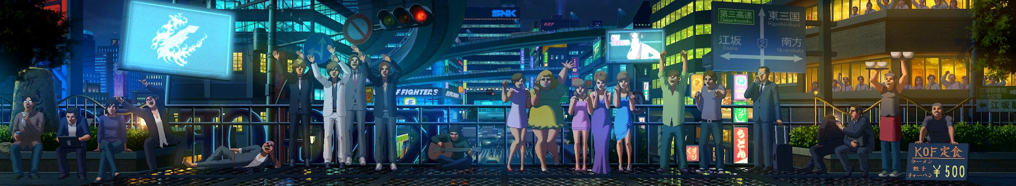 Kinf offighters KOF xiii stage in Osaka by night SNK on RetroPixl retro gaming