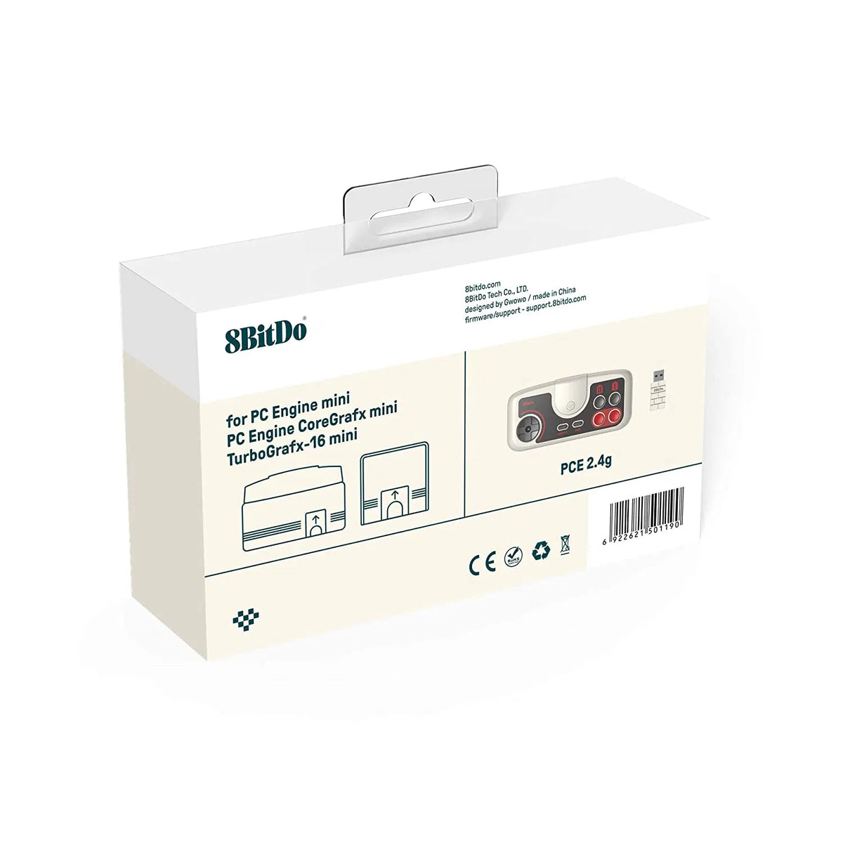 8BitDo PCE 2.4G Wireless Gamepad Front on RetroPixl.com for retro gaming collectors, retrogaming players and video game accessories