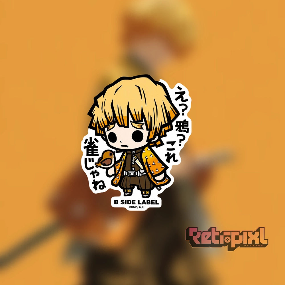 Demon Slayer Zenitsu character sticker on RetroPixl.com for retro gaming collectors, retrogaming players and Japanese anime collectibles and gadgets