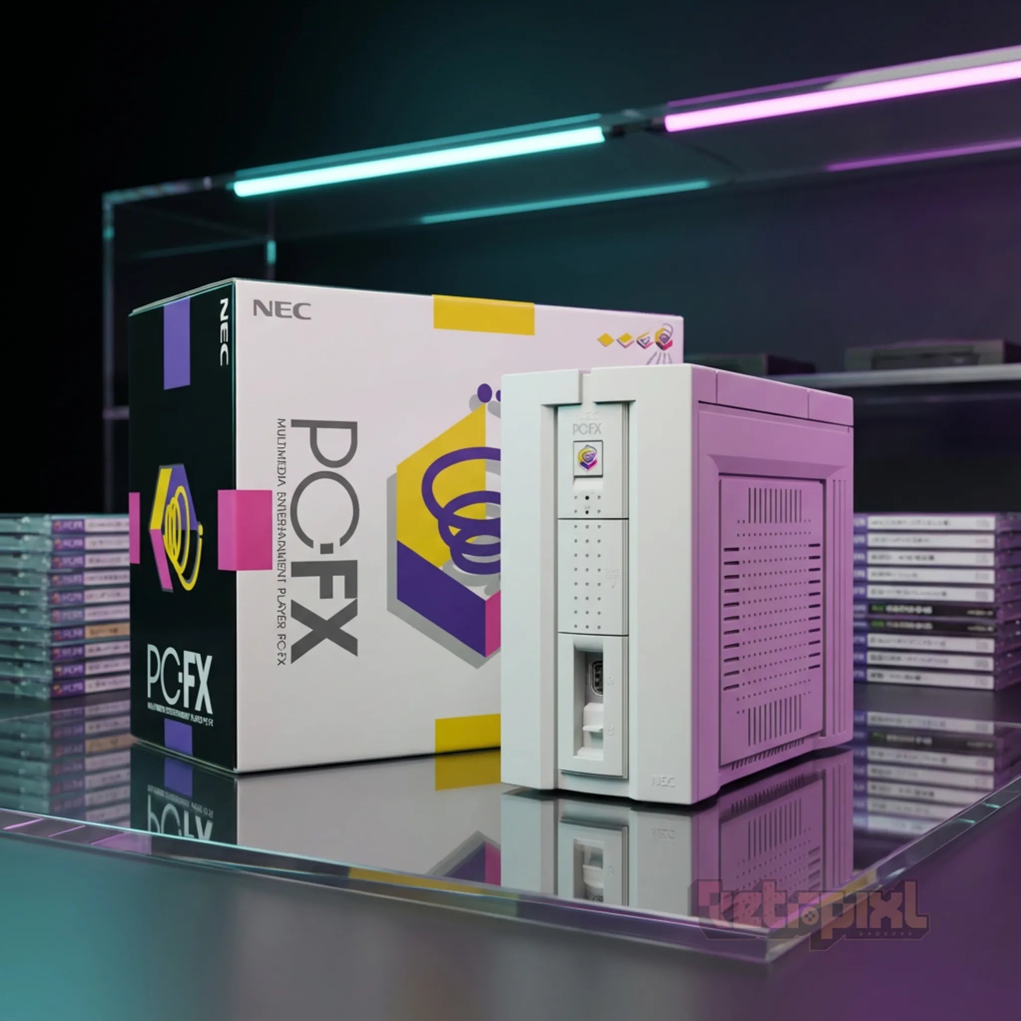 Nec PC-FX  in a retro gaming collector's game room for retrogaming players and collectors on RetroPixl