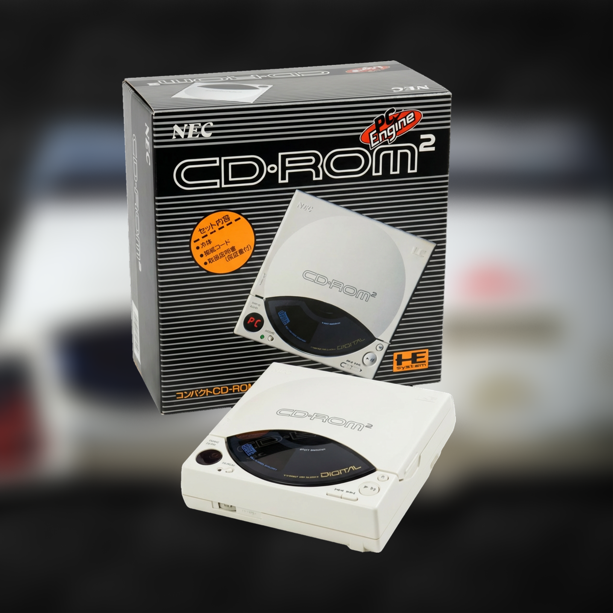 Nec PC Engine CD Rom2 ROM ROM with its box for retro gaming players and collectors on RetroPixl