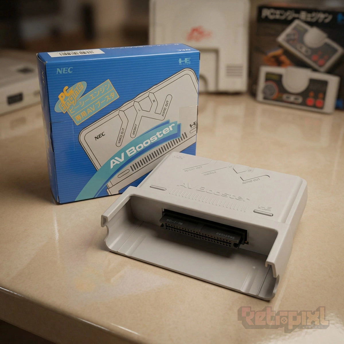 Nec PC Engine AV Booster accessory in RetroPixl studio on RetroPixl.com  for Retrogaming players and Retro Gaming Collectors