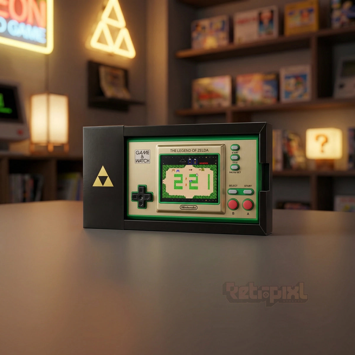 Nintendo Game & Watch The Legend of Zelda console in RetroPixl studio on RetroPixl.com for retro gaming players and retrogaming collectors