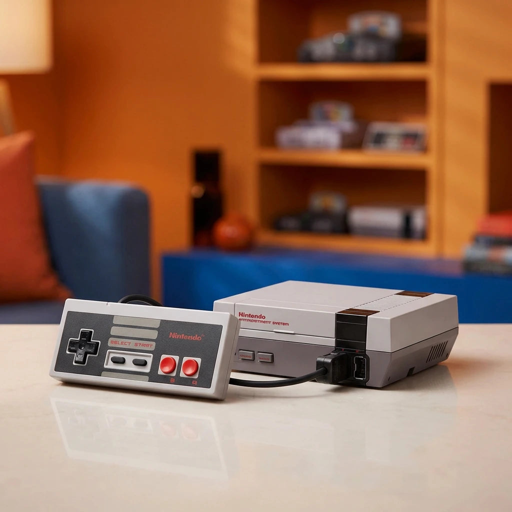 Nintendo NES mini console in RetroPixl studio for retrogaming players and collectors