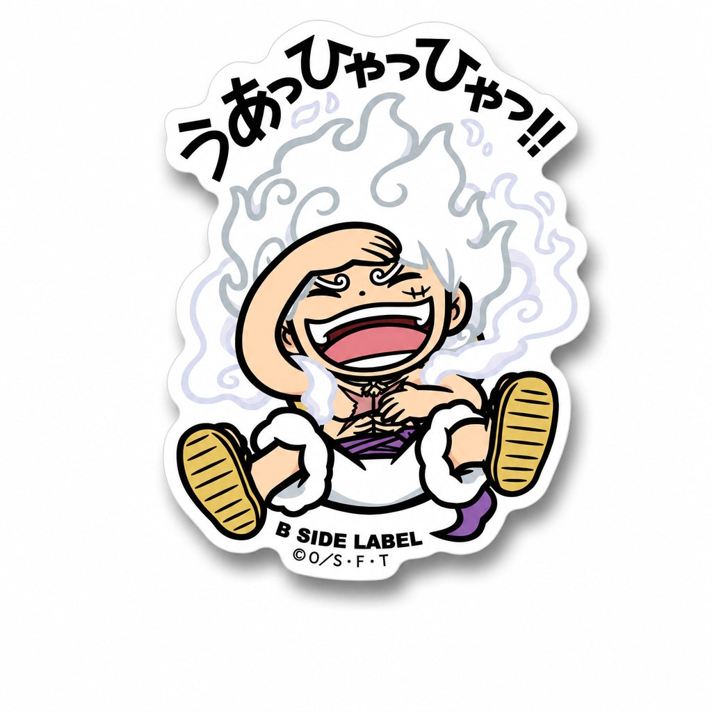One piece character Luffy Gear 5 sticker on RetroPixl.com for retro gaming collectors, retrogaming players and anime collectibles and gadgets