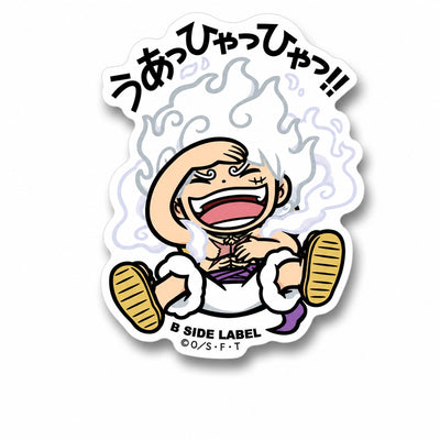 One piece character Luffy Gear 5 sticker on RetroPixl.com for retro gaming collectors, retrogaming players and anime collectibles and gadgets