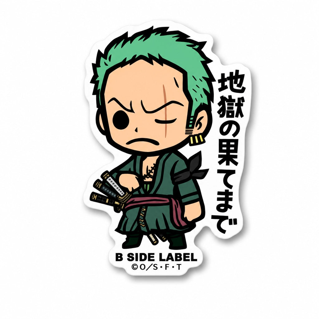 One piece character Zoro sticker on RetroPixl.com for retro gaming collectors, retrogaming players and anime collectibles and gadgets