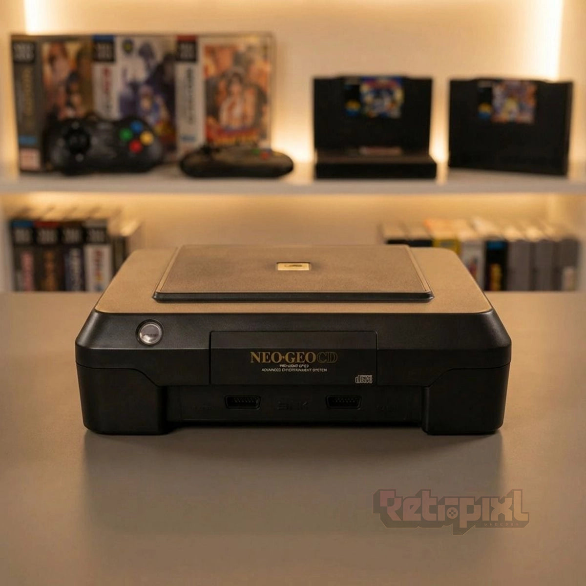 SNK Neo Geo CD Front loading in RetroPixl Studio on Retropixl.com for retrogaming players and retro gaming collectors