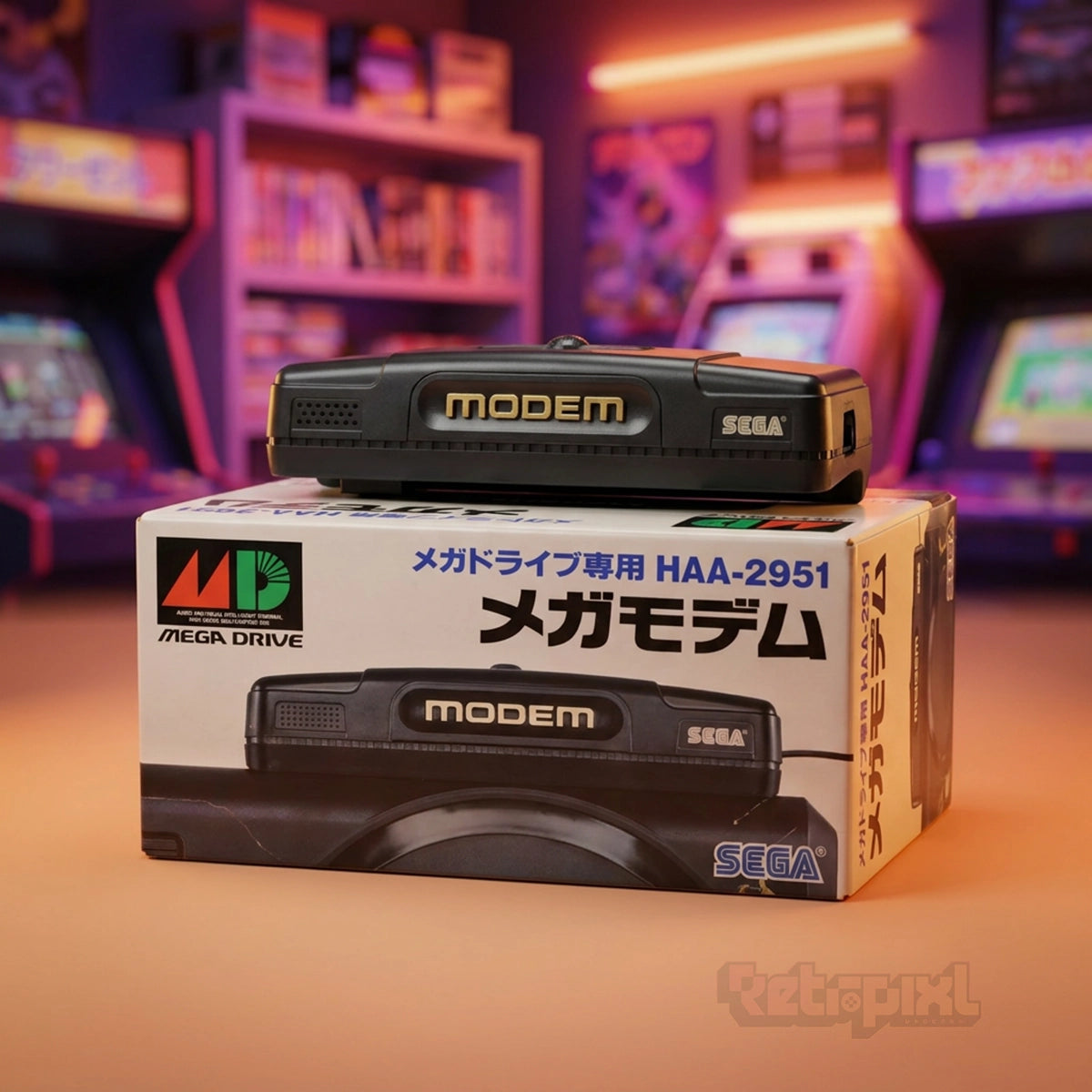 Sega Mega Drive Mega modem accessory on RetroPixl.com  for Retrogaming players and Retro Gaming Collectors in RetroPixl studio