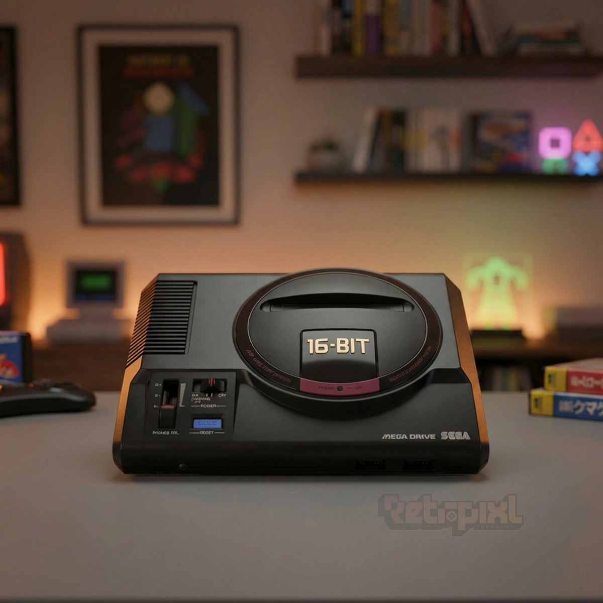 Sega Megadrive mini (JAP) console in RetroPixl studio on RetroPixl.com for retro gaming players and retrogaming collectors