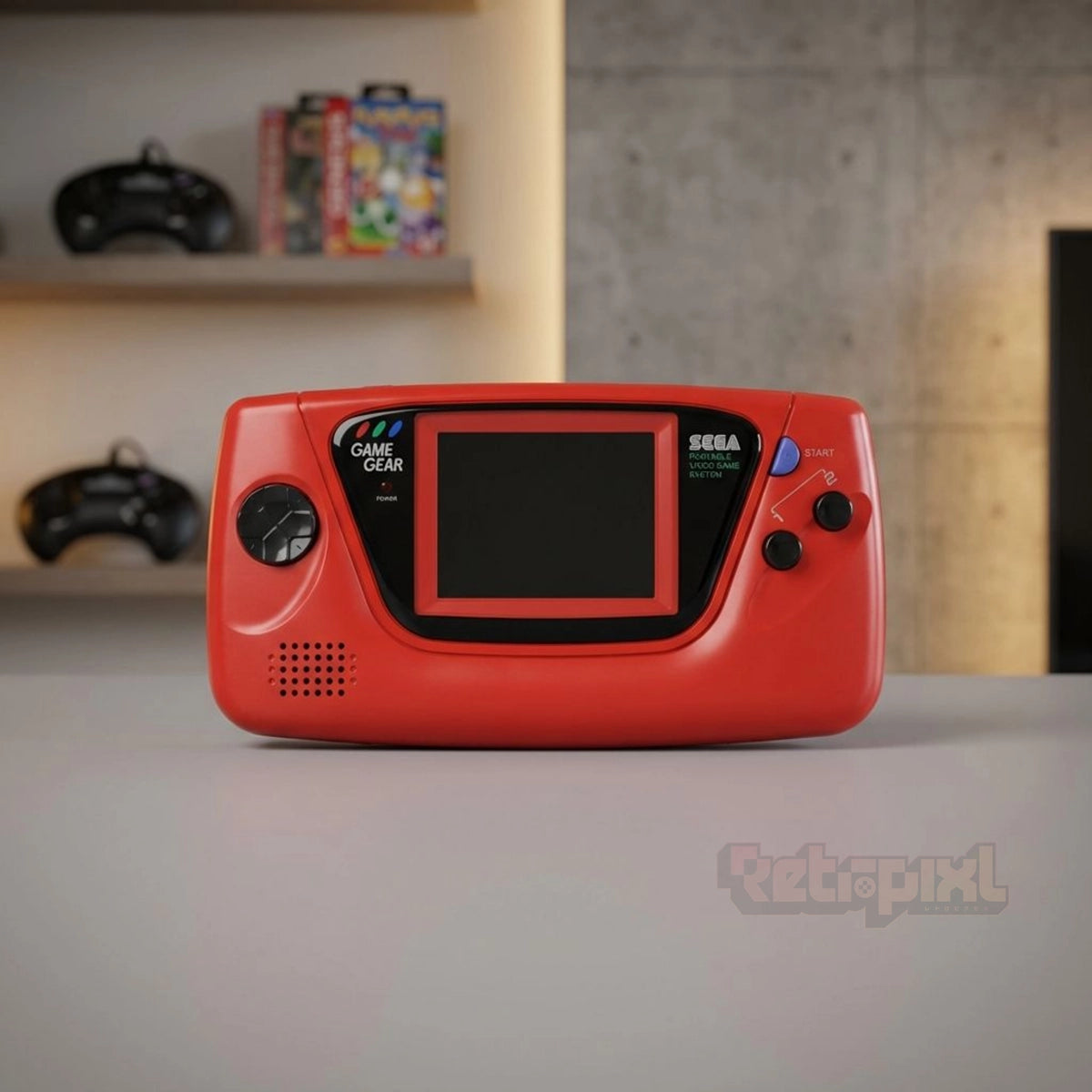 Sega Game Gear Red console in RetroPixl studio for Retropixl.com and retrogaming players and retro gaming collectors