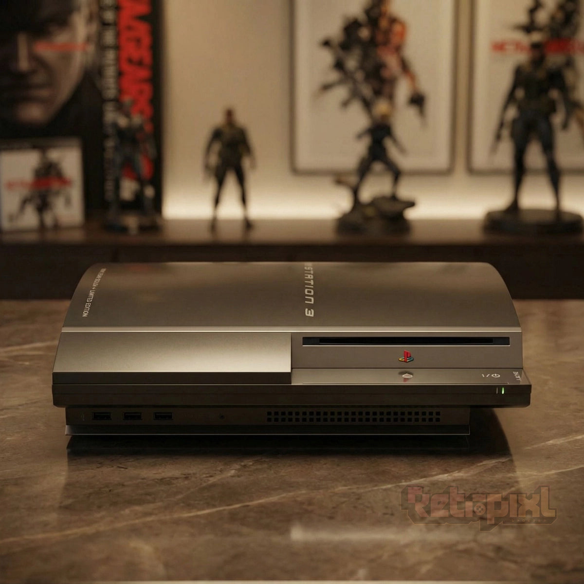 Sony Playstation 3 Metal Gear 4 Guns of Patriots Console in Retropixl studio for retrogaming players and retro gaming collectors on Retropixl.com