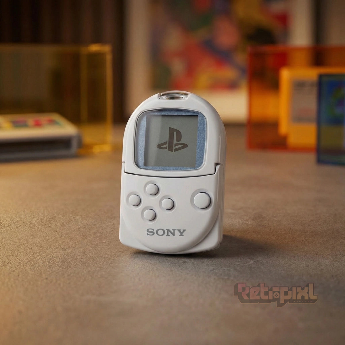 Sony Playstation PocketStation White In RetroPixl studio on RetroPixl.com  for Retrogaming players and Retro Gaming Collectors