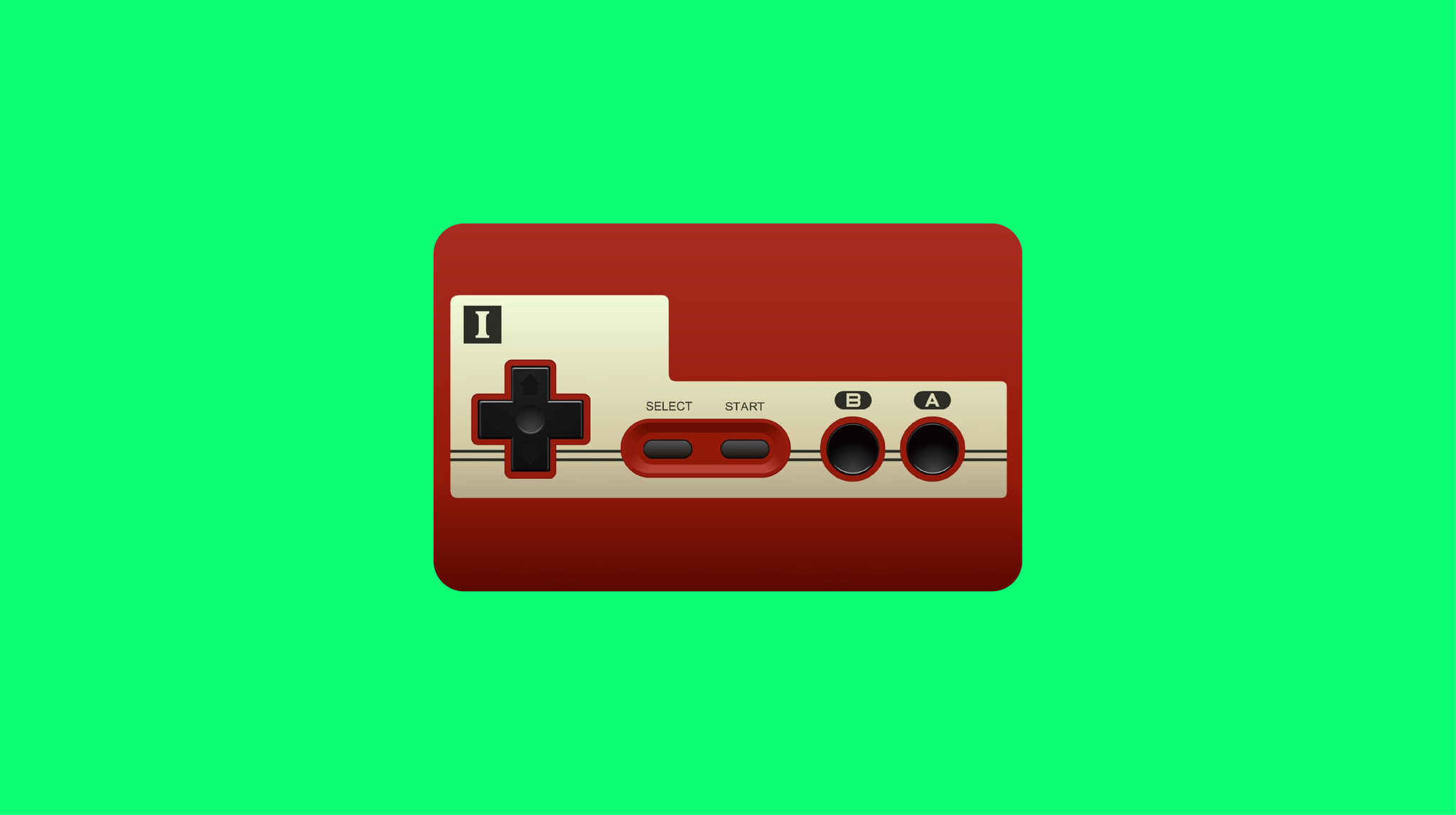 Front view of Japanese retro gaming console the Nintendo Famicom on RetroPixl collection for players and collectors