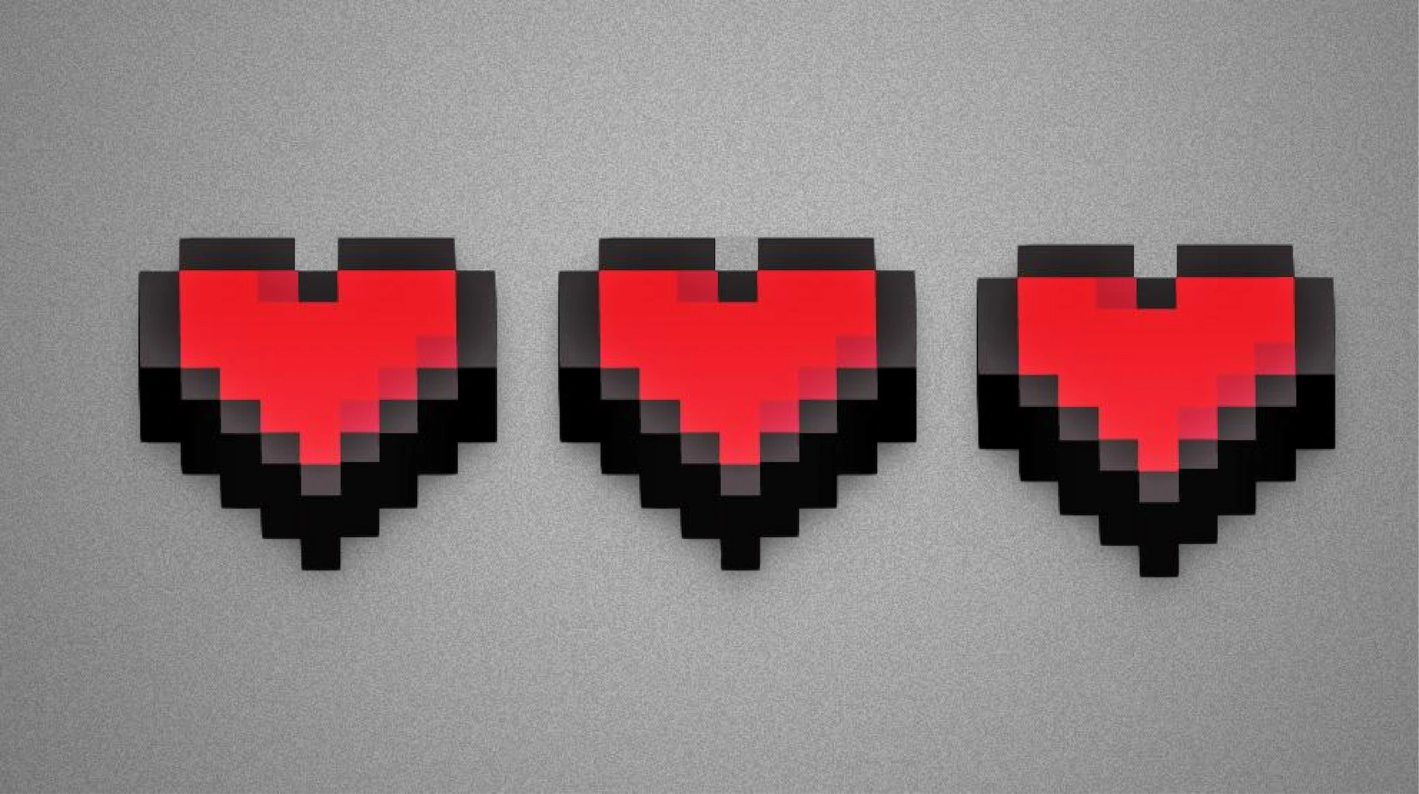 3 three pixelated hearts for the monthly highlight collection on RetroPixl