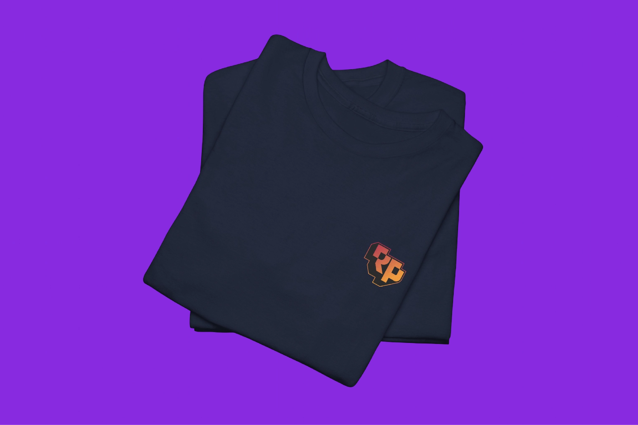 RetroPixl branded navy t-shirt with RP logo, hero image for the Style Lab apparel collection
