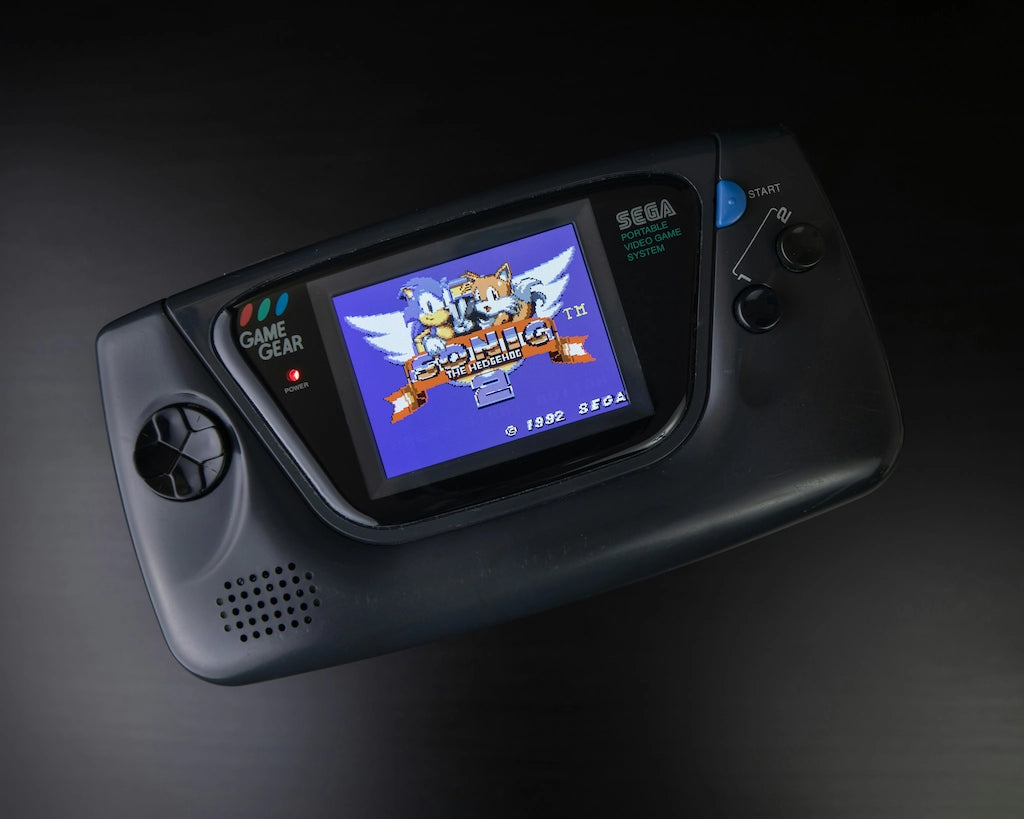 Sega Game Gear handheld showing Sonic the Hedgehog 2, representing how RetroPixl drops work to regularly deliver rare retro gaming consoles.